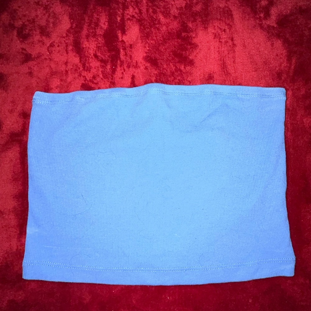 Blue ribbed tube top